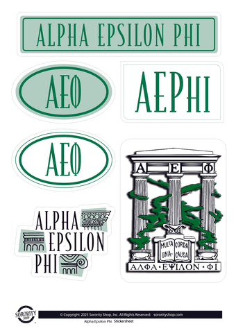 Alpha Epsilon Phi Sorority Sticker Sheet- Brand Focus