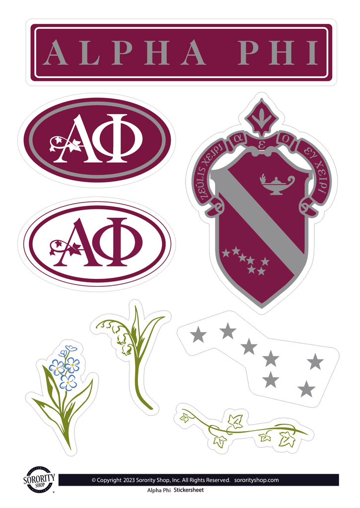 Alpha Phi Sorority Sticker Sheet- Brand Focus