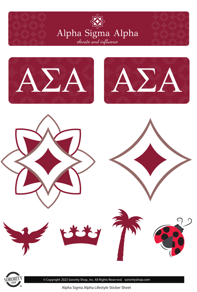 Alpha Sigma Alpha Sorority Sticker Sheet- Brand Focus