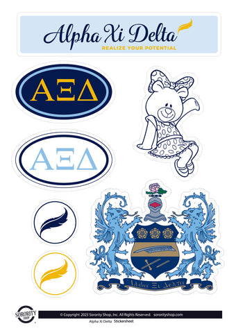 Alpha Xi Delta Sorority Sticker Sheet- Brand Focus