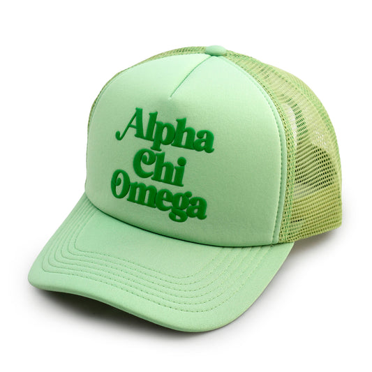 Alpha Chi Omega Baseball Cap, Mesh Trucker-Style Hat
