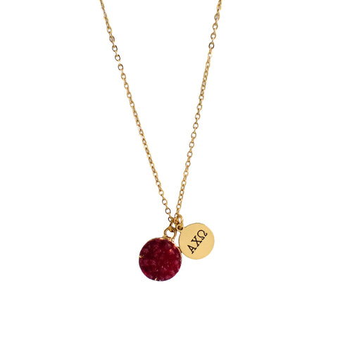 Alpha Chi Omega Sisterhood Druzy Necklace