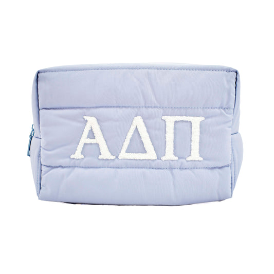 Alpha Delta Pi Makeup Bag - Puffer Style with Sorority Letters