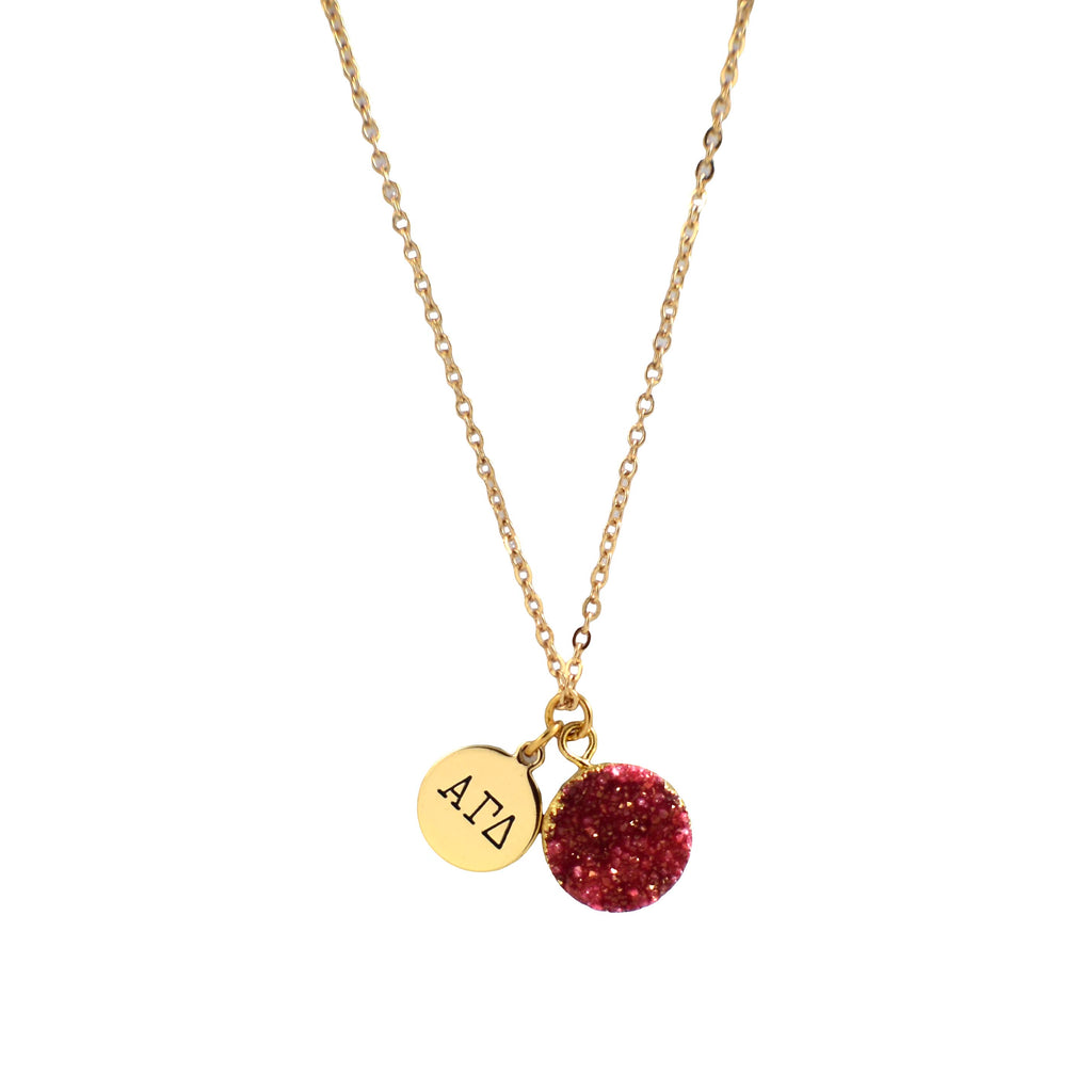 Alpha Gamma Delta Sisterhood Druzy Necklace