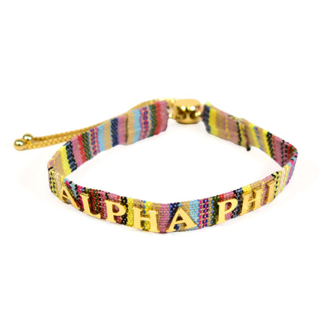 Alpha Phi Woven Bracelet, Multi-Color Design