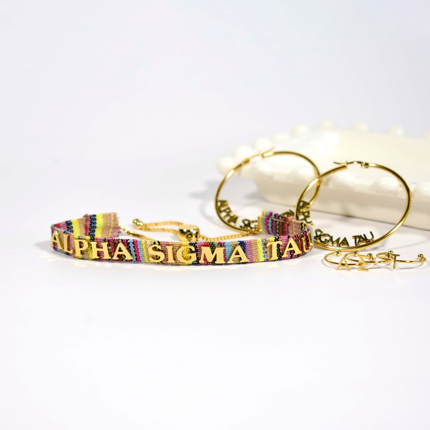 Alpha Sigma Tau Woven Bracelet, Multi-Color Design