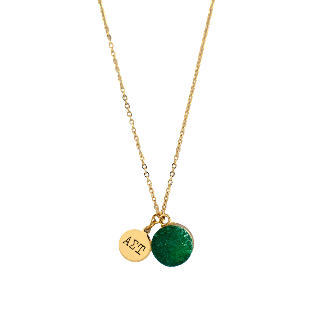 Alpha Sigma Tau Sisterhood Druzy Necklace