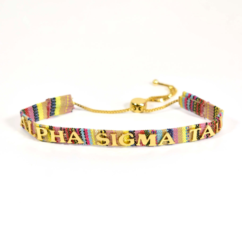 Alpha Sigma Tau Woven Bracelet, Multi-Color Design