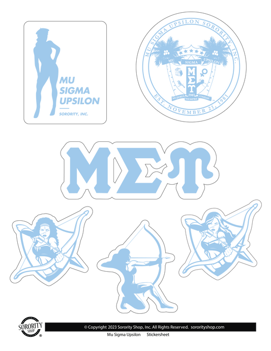 Mu Sigma Upsilon Sorority Sticker Sheet- Brand Focus