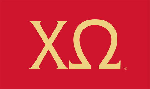 Chi Omega Sorority Greek Letters Flag, Two-Color Design