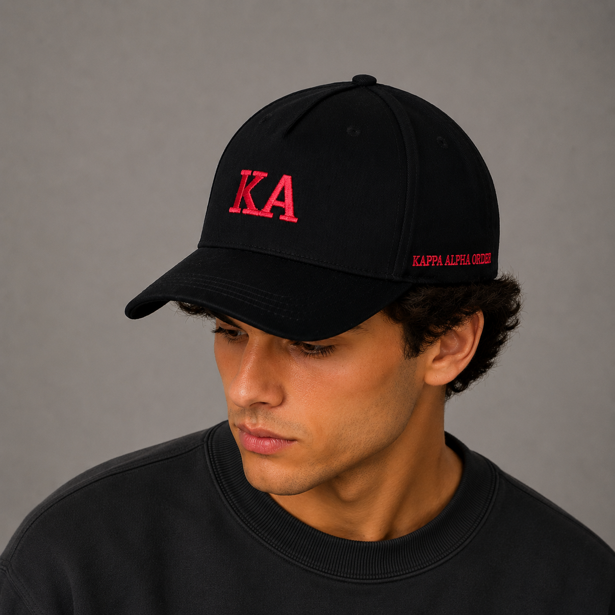 Kappa Alpha Order Fraternity Baseball Cap- Brushed Cotton 5-Panel Black Hat