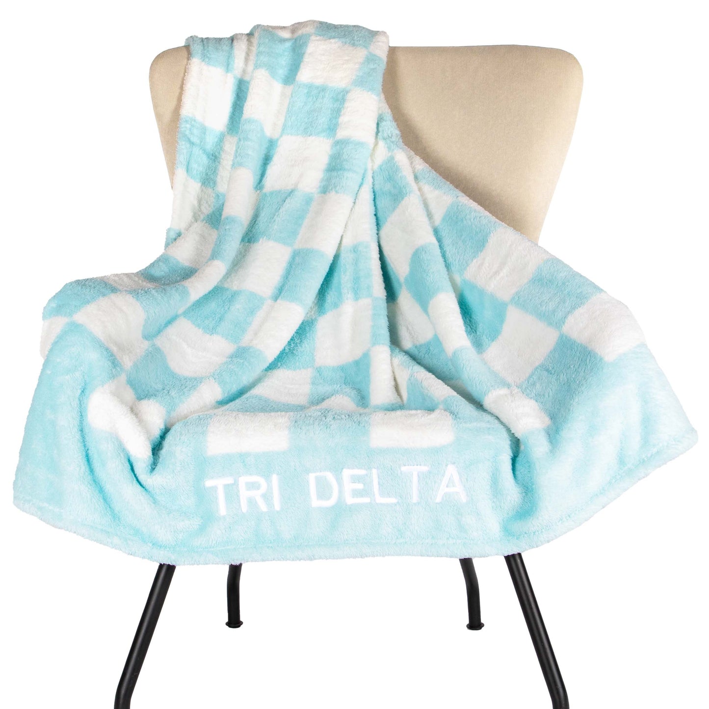 Tri Delta Blanket - Thick Checkered Sherpa Blanket