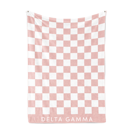 Delta Gamma Blanket - Thick Checkered Sherpa Blanket