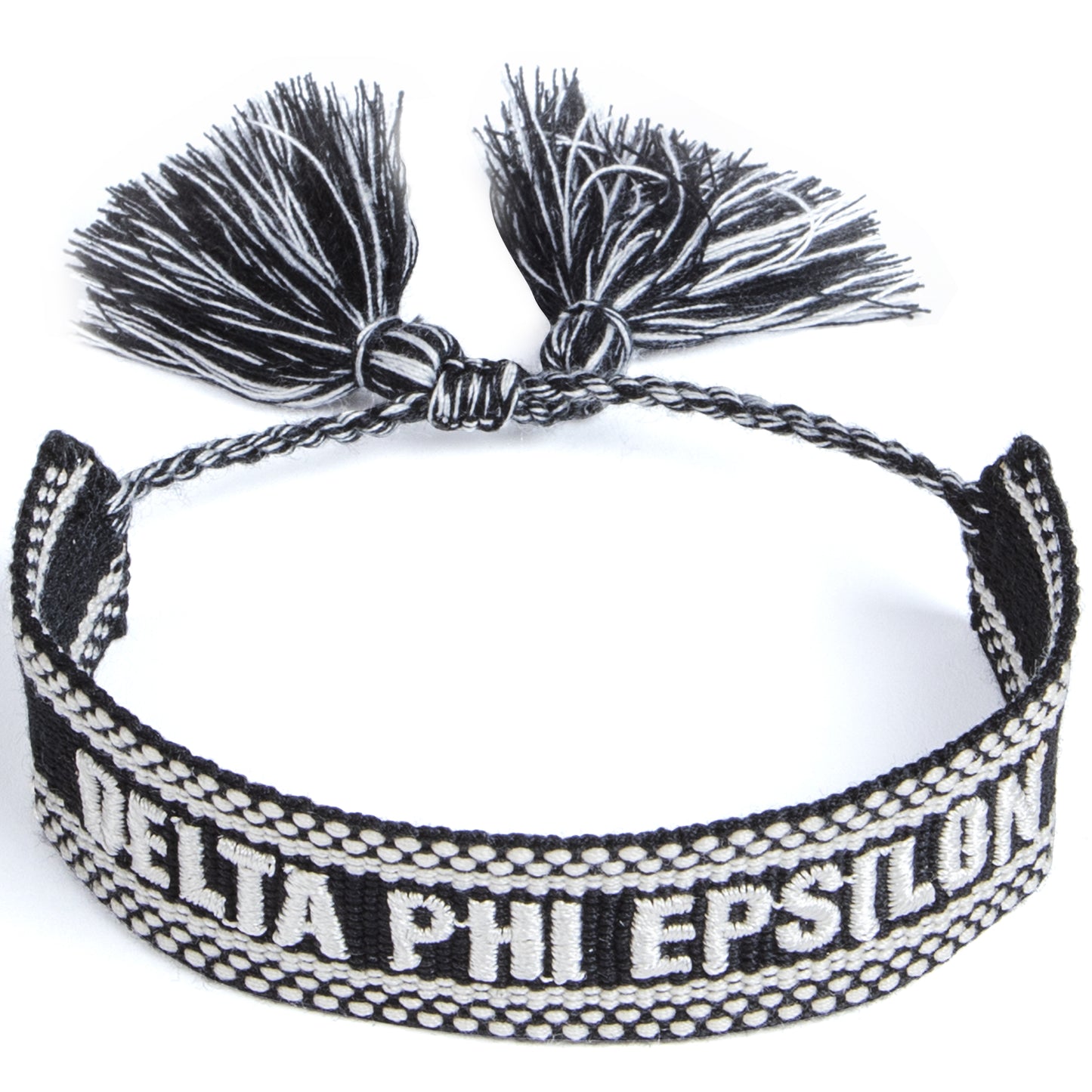 Delta Phi Epsilon Woven Bracelet, Black and White Design