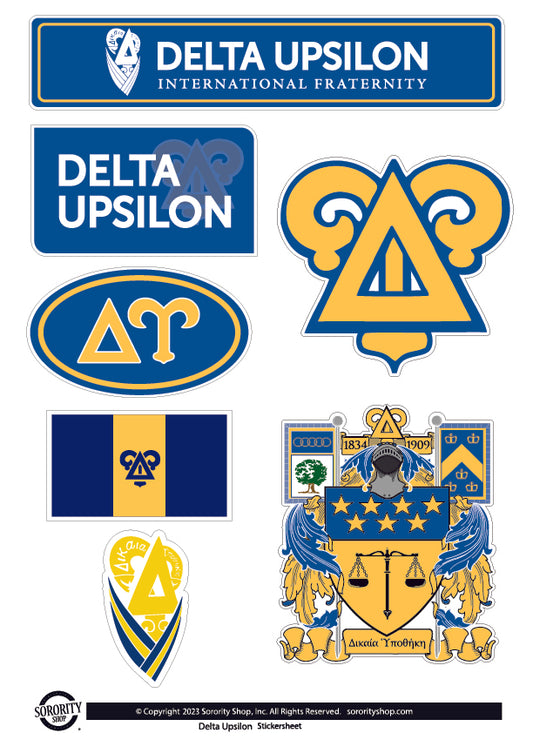 Delta Upsilon Fraternity Sticker Sheet- Brand Focus