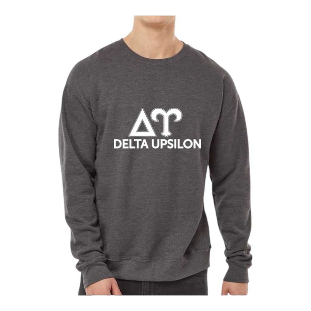 Delta Upsilon Sweatshirt- Crewneck Fraternity Varsity Letters Design