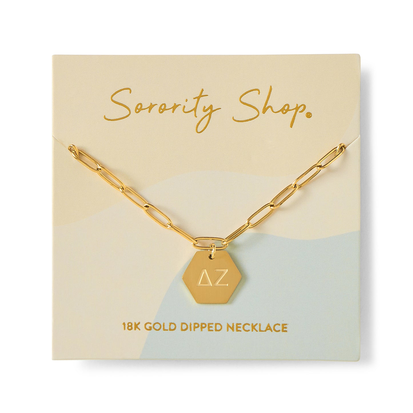 Delta Zeta Paperclip Necklace with DZ Sorority Pendant