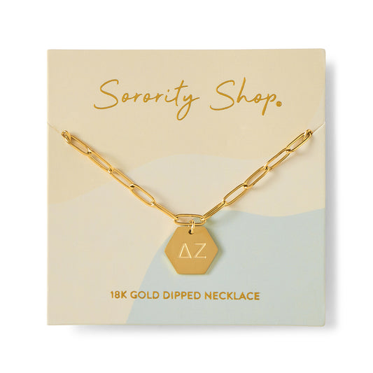 Delta Zeta Paperclip Necklace with DZ Sorority Pendant