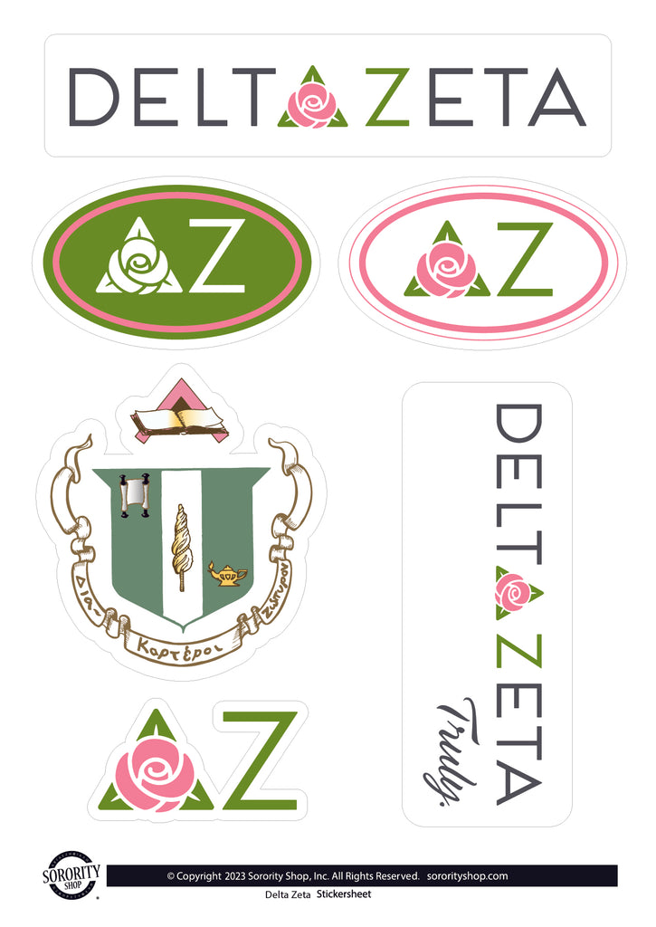 Delta Zeta Sorority Sticker Sheet- Brand Focus