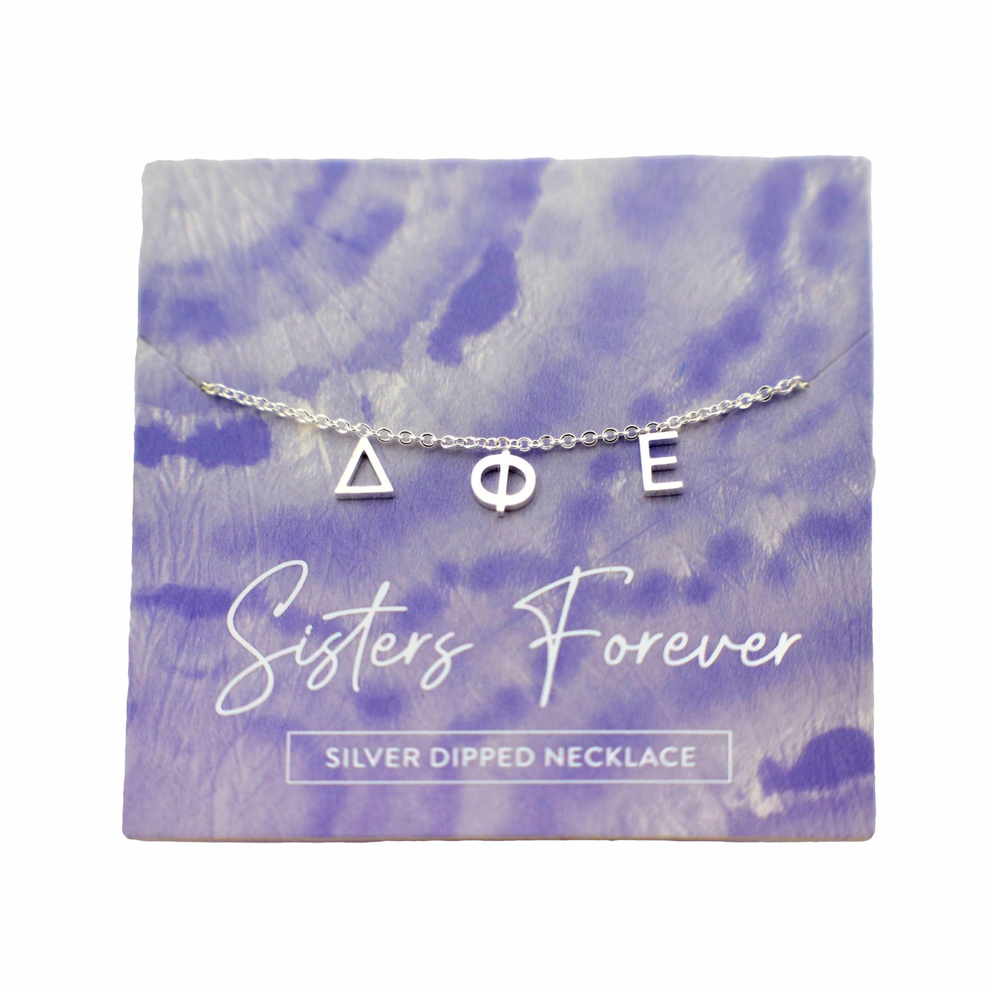 Delta Phi Epsilon Silver Greek Letters Necklace