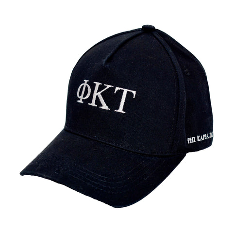 Phi Kappa Tau Baseball Cap- Brushed Cotton 5-Panel Black Hat