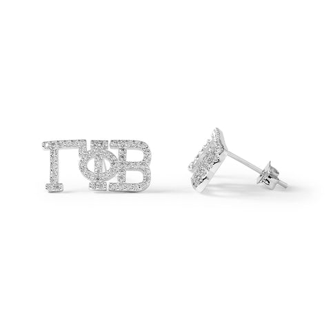 Gamma Phi Beta White Gold Plated Stud Earrings