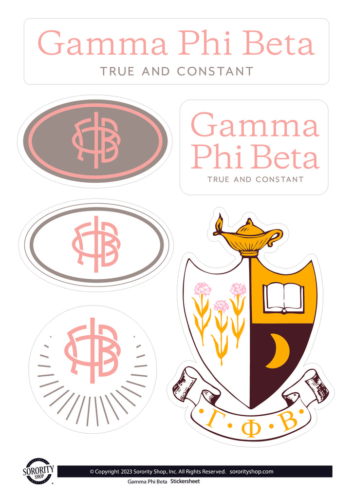 Gamma Phi Beta Sorority Sticker Sheet- Brand Focus