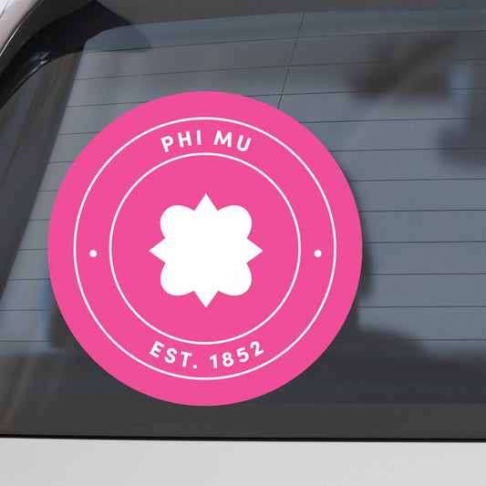 Phi Mu Sorority Car Decal Sticker- Full Color Circle Logo