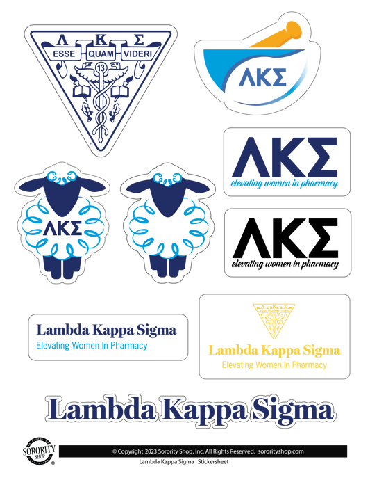 Lambda Kappa Sigma Fraternity Sticker Sheet- Brand Focus