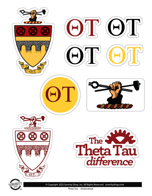 Theta Tau Fraternity Sticker Sheet- Brand Focus