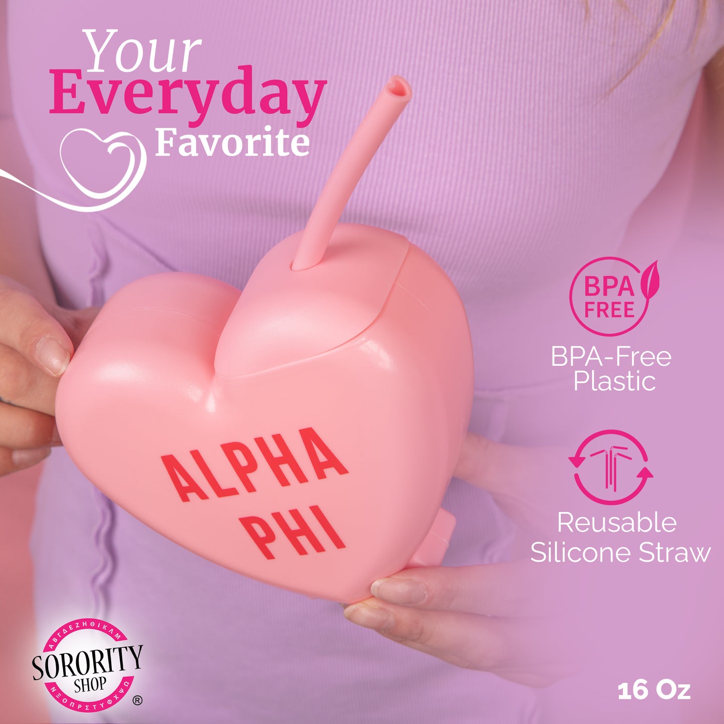 Sorority "Big" Tumbler- Candy Heart Shaped