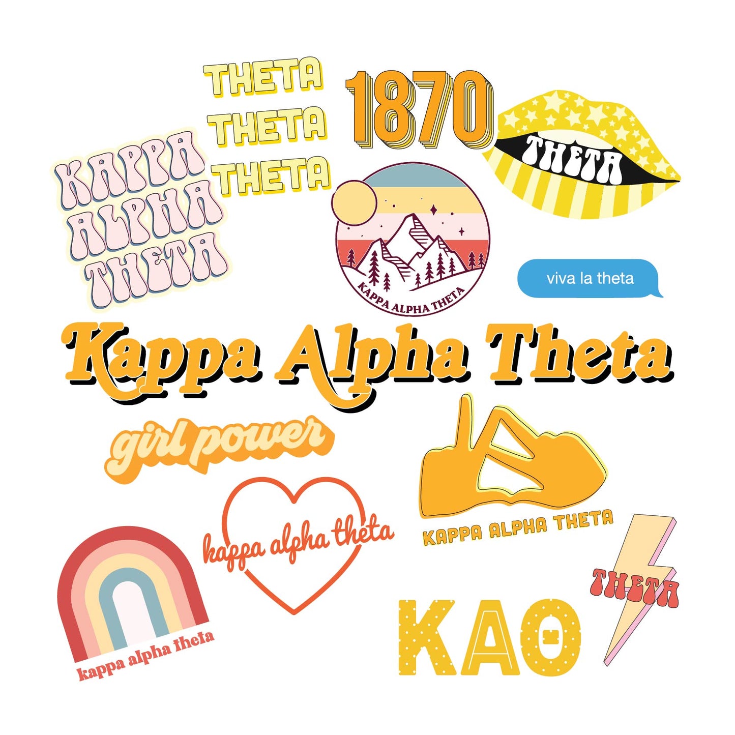 Kappa Alpha Theta Girl Power Sticker Sheet