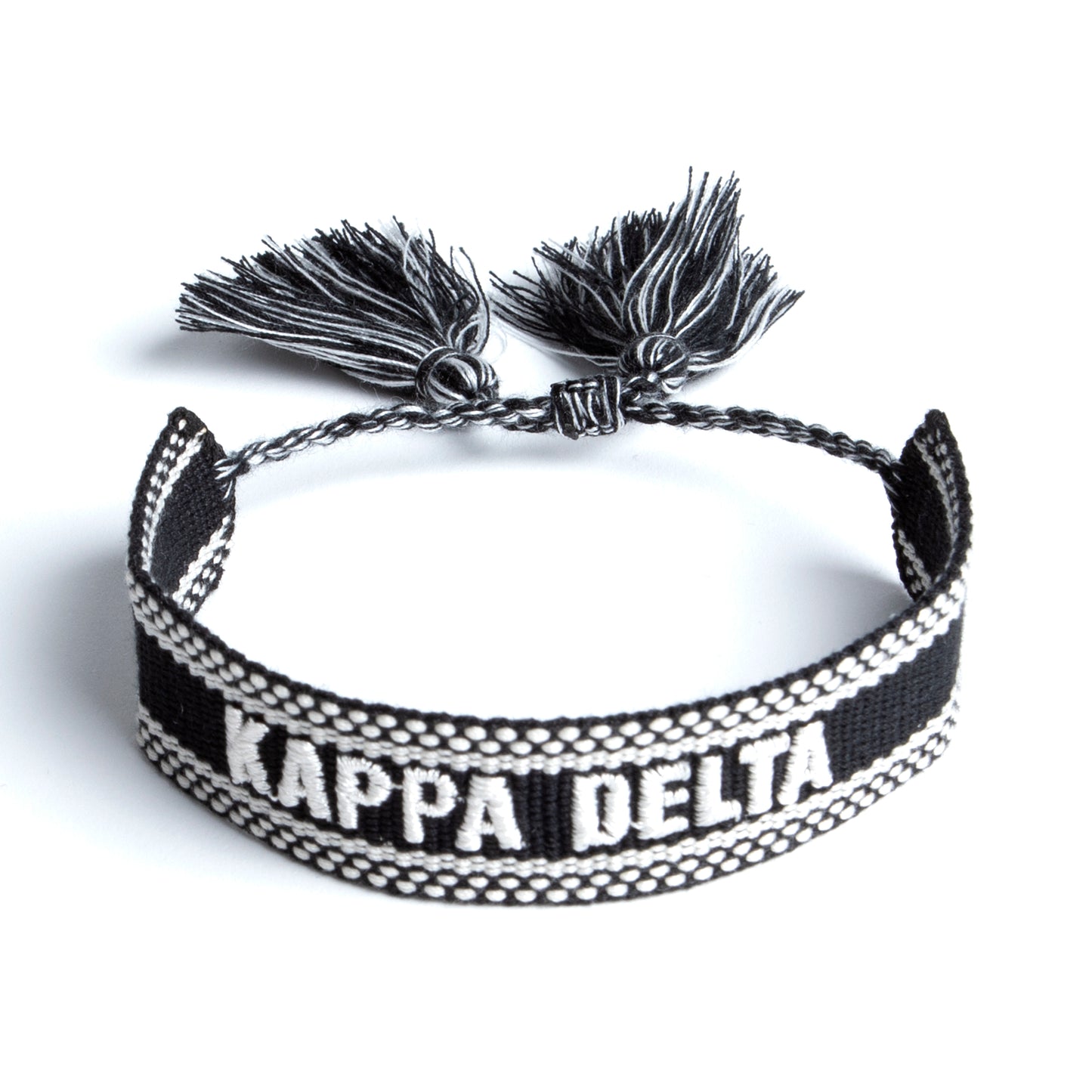 Kappa Delta Woven Bracelet, Black and White Design