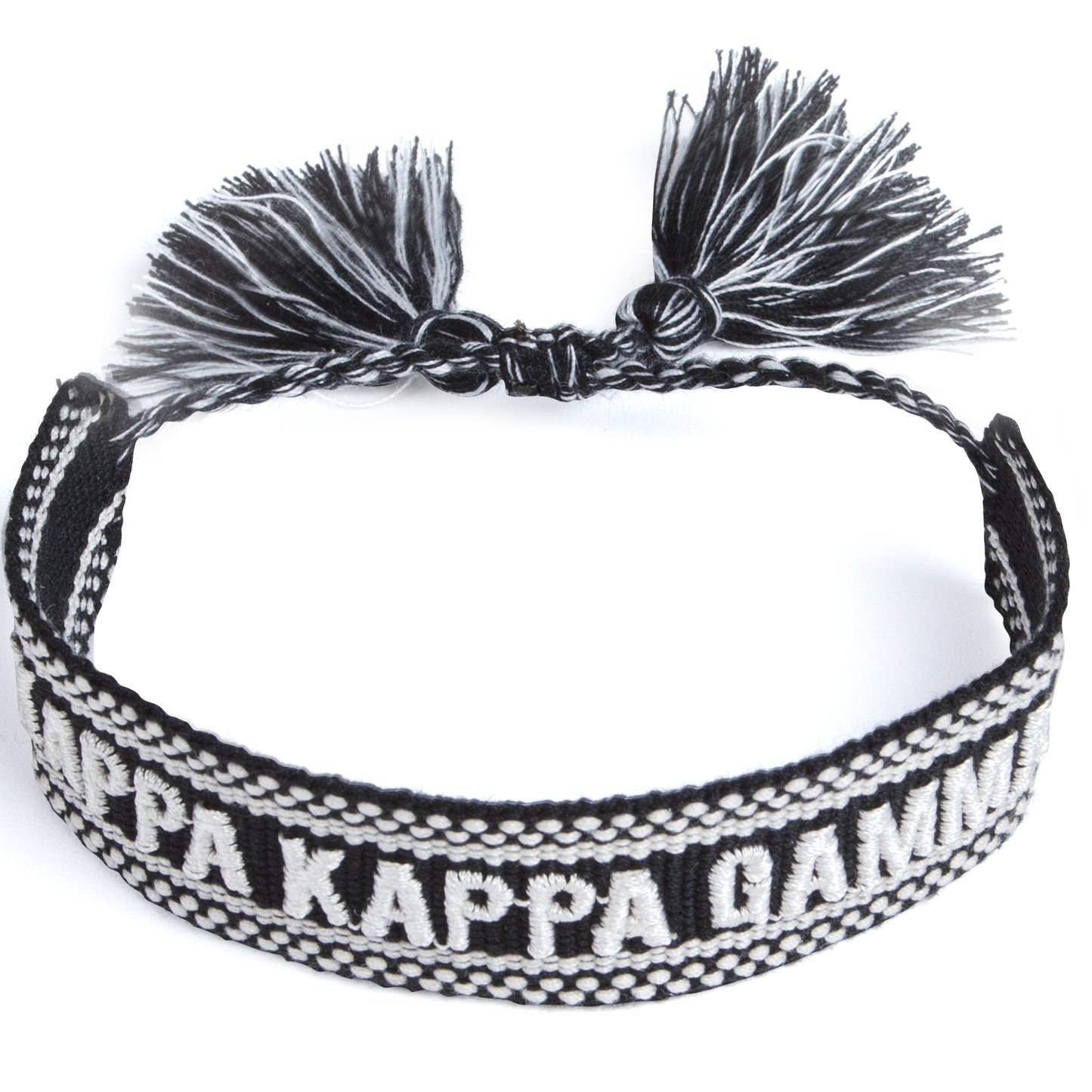 Kappa Kappa Gamma Woven Bracelet, Black and White Design