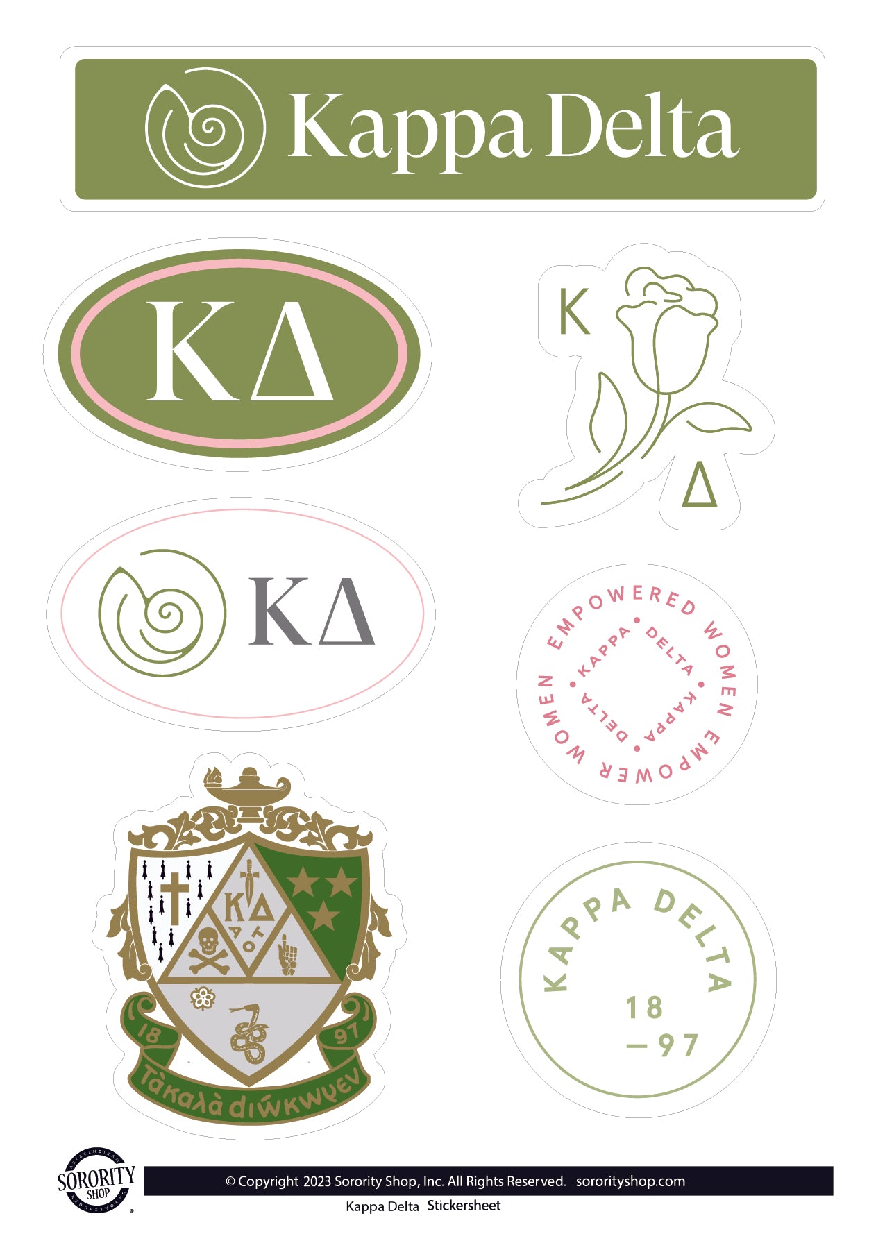 Kappa Delta Sorority Sticker Sheet- Brand Focus