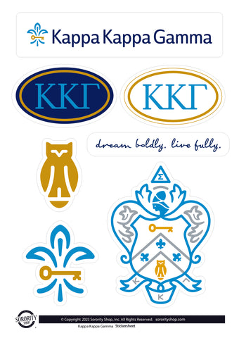 Kappa Kappa Gamma Sorority Sticker Sheet- Brand Focus