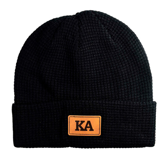 Kappa Alpha Fraternity Beanie Hat - Black Winter Hat w/ Greek Letters Patch