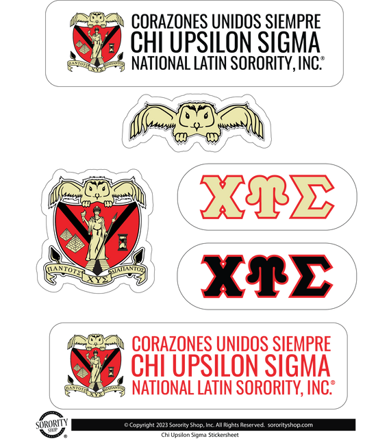 Chi Upsilon Sigma Sorority Sticker Sheet- Brand Focus