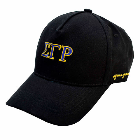 Sigma Gamma Rho Baseball Cap- Brushed Cotton 5-Panel Black Hat