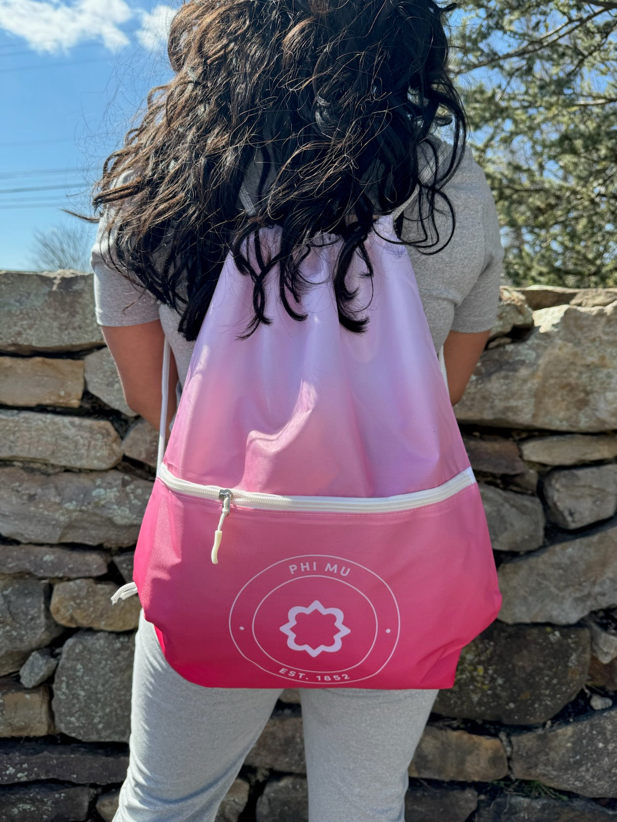 Kappa Kappa Gamma Drawstring Backpack, Ombre Color Design