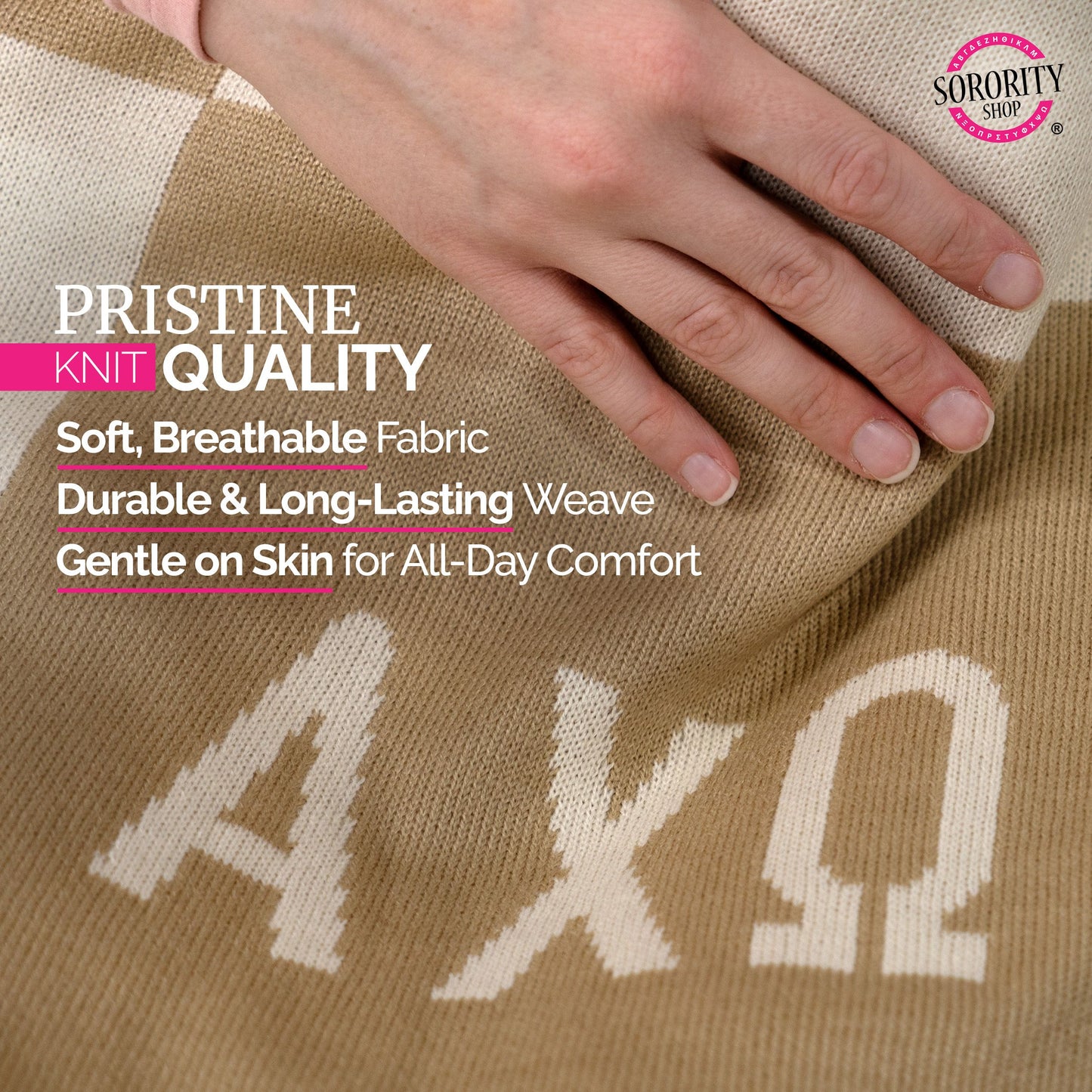 Kappa Delta Blanket - Acrylic Knit Checkered Blanket