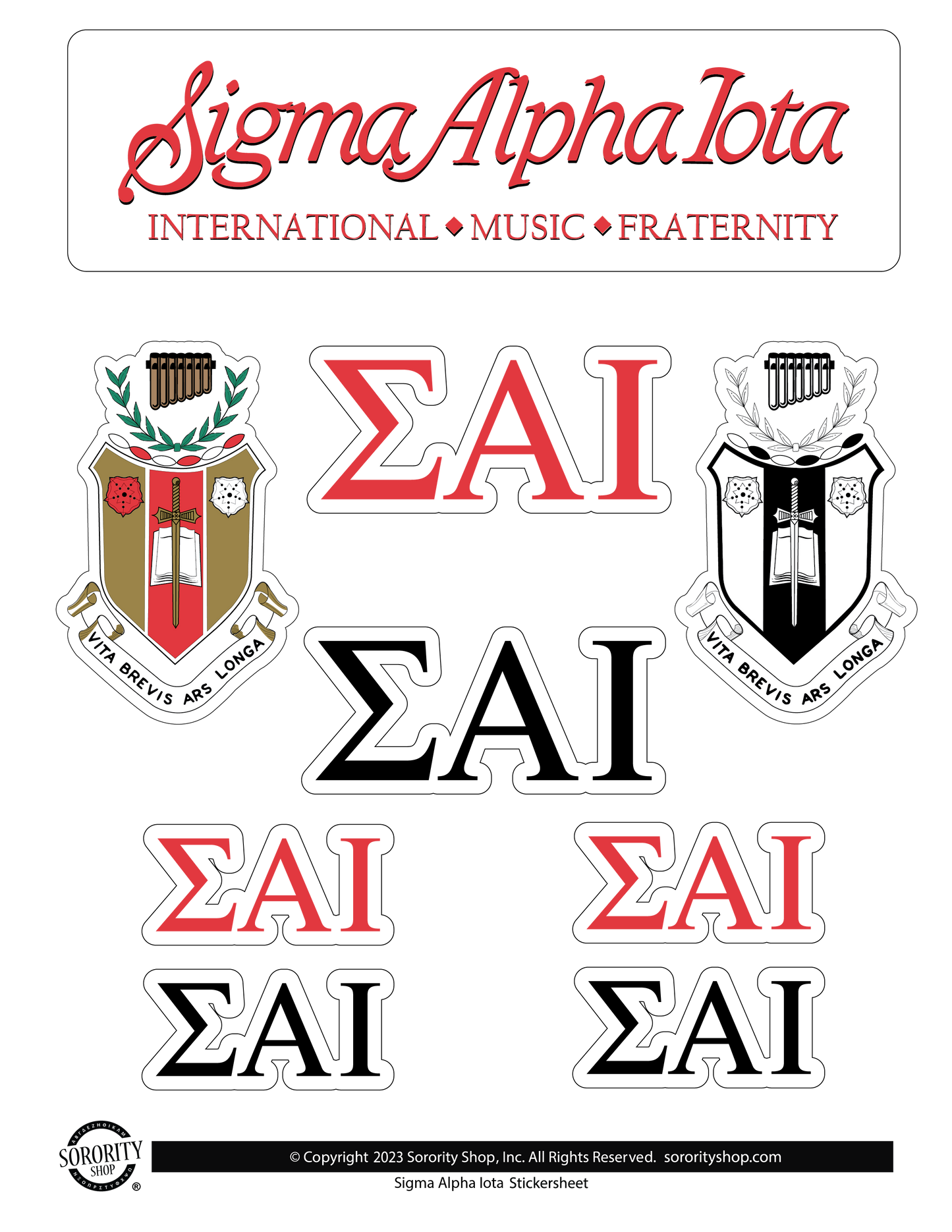 Sigma Alpha Iota Sorority Sticker Sheet- Brand Focus