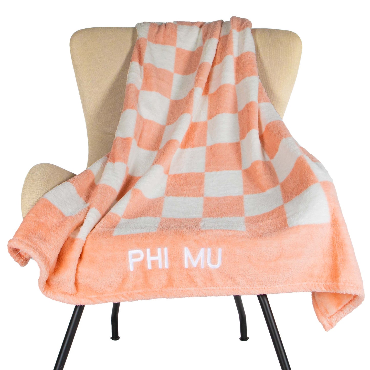 Phi Mu Blanket - Thick Checkered Sherpa Blanket