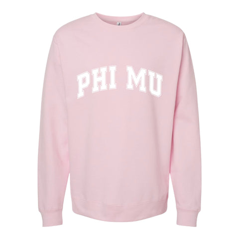 Phi Mu Sweatshirt- Crewneck Varsity Letters Design