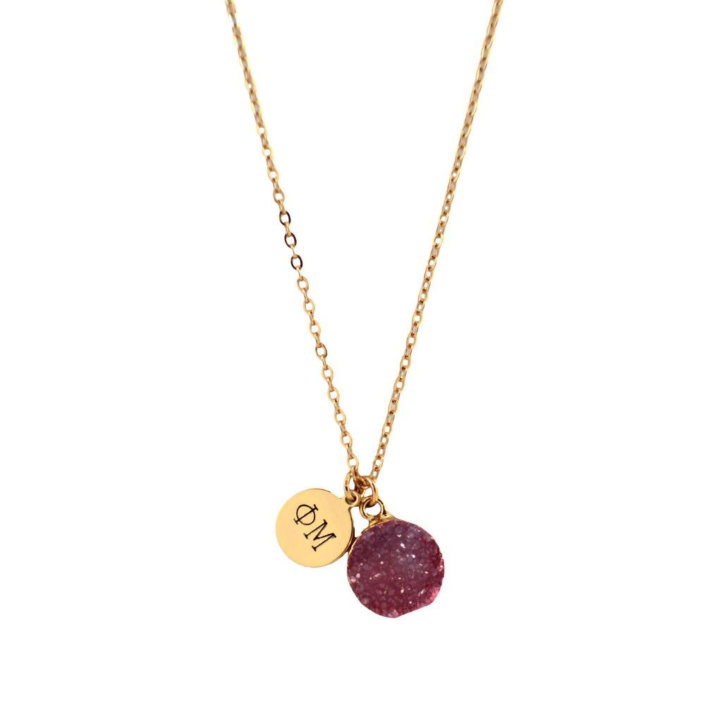 Phi Mu Sisterhood Druzy Necklace