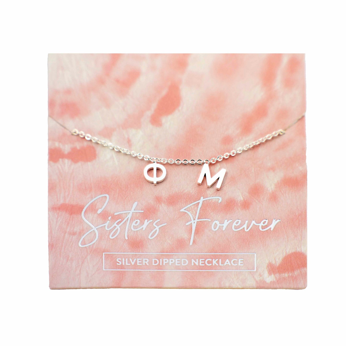 Phi Mu Silver Greek Letters Necklace