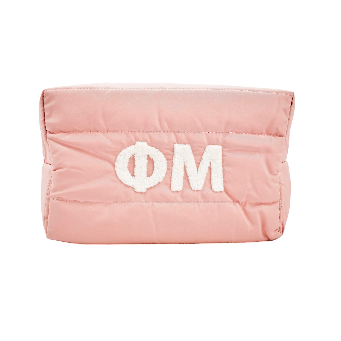 Phi Mu Makeup Bag - Puffer Style with Sorority Letters