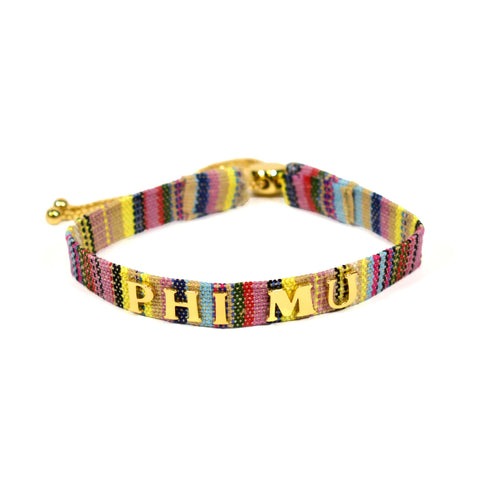 Phi Mu Woven Bracelet, Multi-Color Design