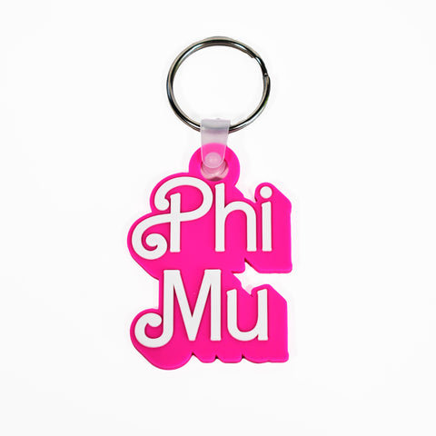 Phi Mu Keychain- Retro Dolly Sorority Name Design