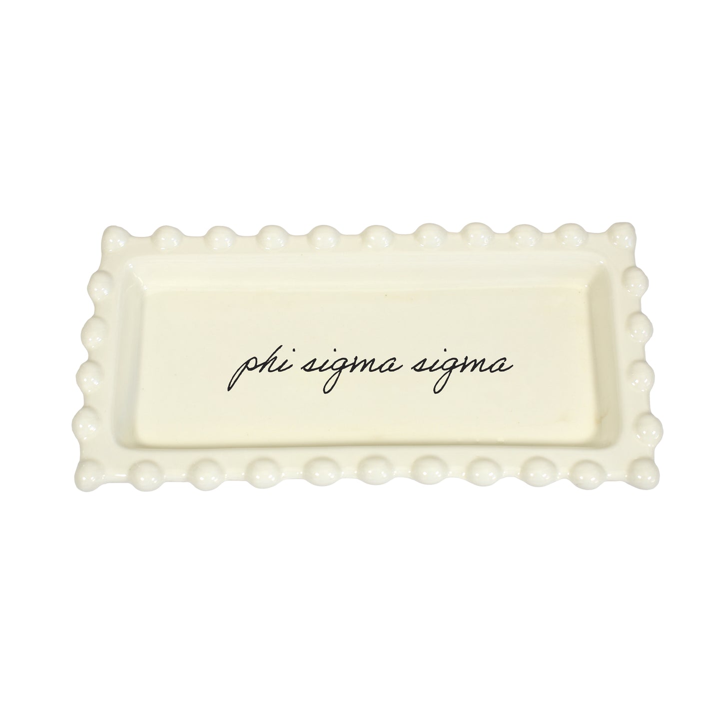 Phi Sigma Sigma Jewelry Dish - Rectangular Cursive Script Sorority Name